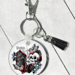dead inside skeleton coffin round gothic keyring