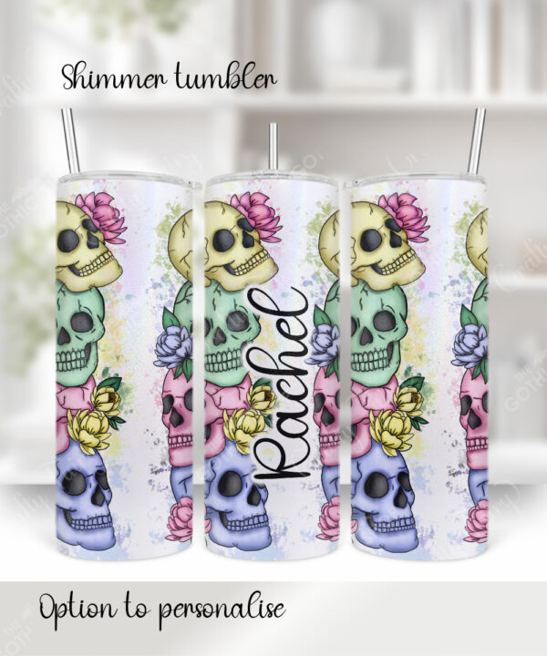 colourful happy skulls & flowers 20oz straight tumbler with option to personalise