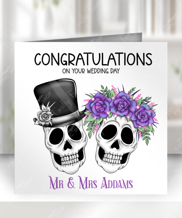 personalised skull couple congratulations wedding card