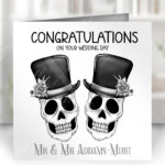 personalised skull couple congratulations wedding card