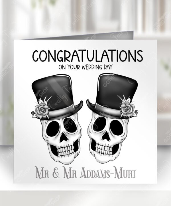 personalised skull couple congratulations wedding card