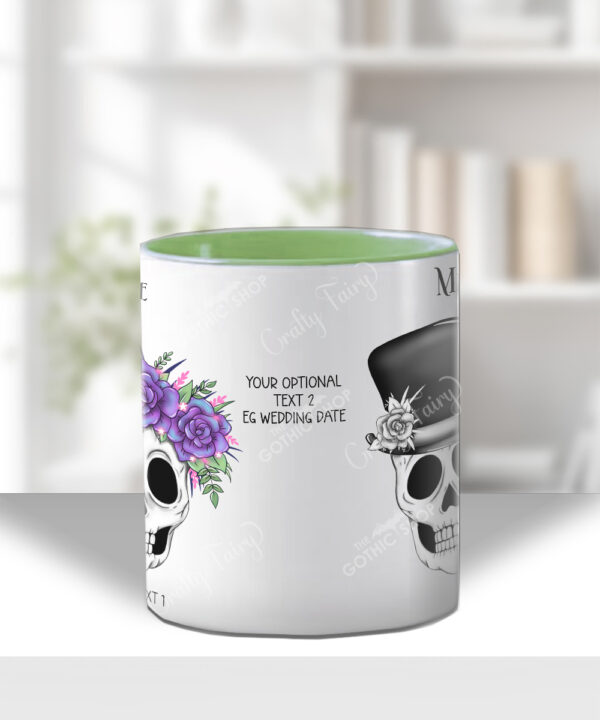 personalised skull couple congratulations wedding mug