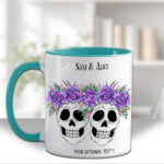 personalised skull couple congratulations wedding mug