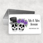 personalised skull couple congratulations wedding rectangular tin gift