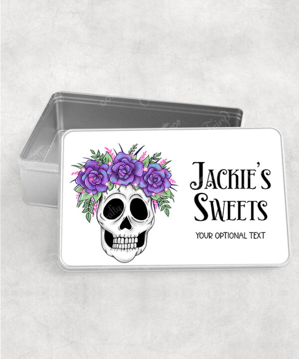 personalised skull bride congratulations wedding rectangular tin gift