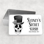 personalised skull bridegroom congratulations wedding rectangular tin gift