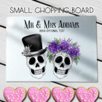 personalised skull couple congratulations wedding glass chopping board or worktop protector gift