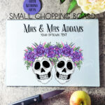 personalised skull couple congratulations wedding glass chopping board or worktop protector gift