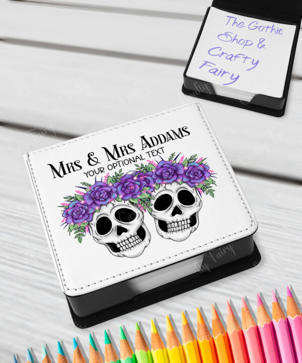 personalised skull couple congratulations wedding memo notes holder gift