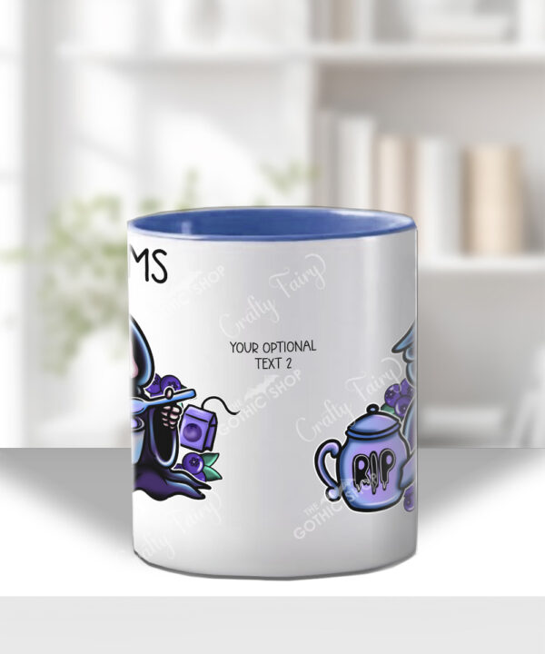 personalised blue buried grim reaper blueberry mug gift