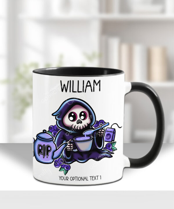 personalised blue buried grim reaper blueberry mug gift