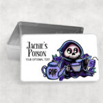 personalised blue buried grim reaper blueberry tea rectangular tin gift