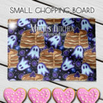 personalised booberry blueberry pancakes & ghosts glass chopping board or worktop protector gift