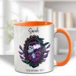 personalised frankenstein's bride & pumpkins cameo mug gift