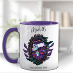 personalised frankenstein's bride & pumpkins cameo mug gift