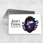 personalised frankenstein's bride & pumpkins cameo rectangular tin gift