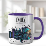 personalised mystical dragon & books gothic mug