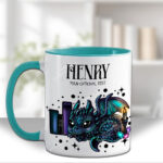 personalised mystical dragon & books gothic mug