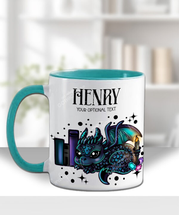 personalised mystical dragon & books gothic mug