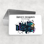 personalised mystical dragon & books rectangular tin gift