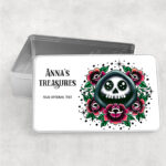 personalised tattoo grim reaper with red roses rectangular tin gift