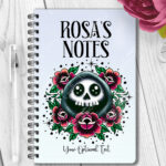 personalised tattoo grim reaper with red roses notebook journal