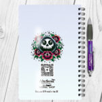 personalised tattoo grim reaper with red roses notebook journal