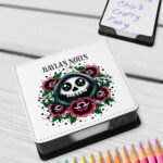 personalised tattoo grim reaper with red roses memo notes holder gift