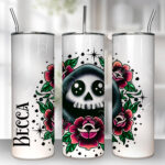 personalised tattoo grim reaper with red roses 20oz straight tumbler