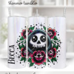 personalised tattoo grim reaper with red roses 20oz straight tumbler