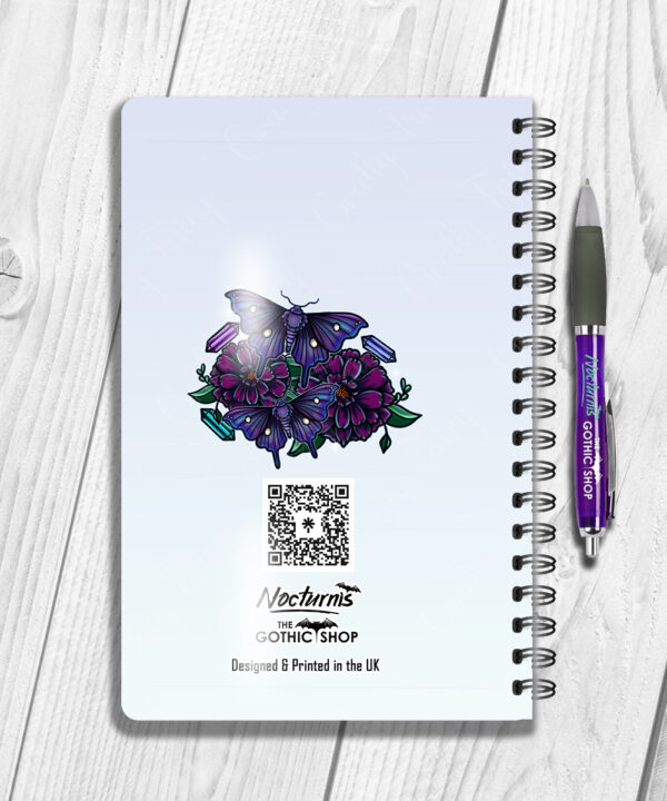personalised mystical purple moths and crystals notebook journal