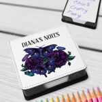 personalised mystical purple moths and crystals memo notes holder gift