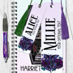 personalised mystical purple moths and crystals metal bookmark