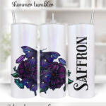 personalised mystical purple moths and crystals 20oz straight tumbler
