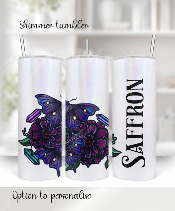 personalised mystical purple moths and crystals 20oz straight tumbler