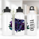 personalised mystical purple moths and crystals 600ml screw lid water bottle
