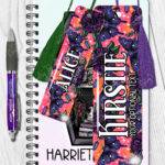 personalised mystical purple moths & crystals on pink orange background metal bookmark thank you gift