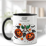 personalised halloween pumpkin cherries gothic mug