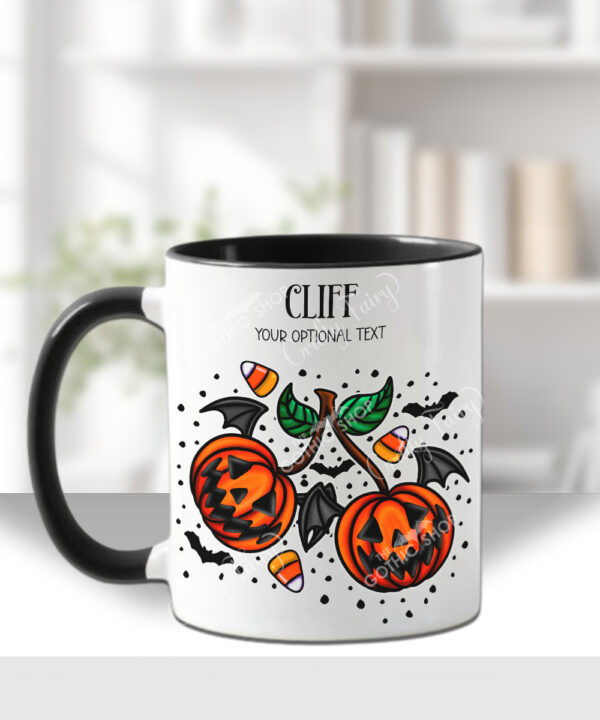 personalised halloween pumpkin cherries gothic mug