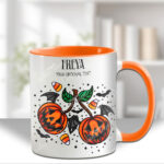 personalised halloween pumpkin cherries gothic mug
