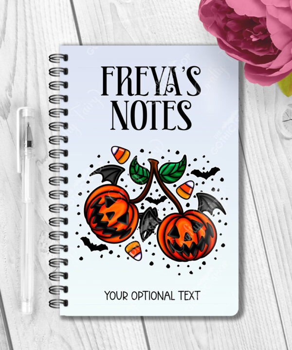 personalised halloween pumpkin cherries notebook journal