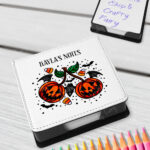 personalised halloween pumpkin cherries memo notes holder gift
