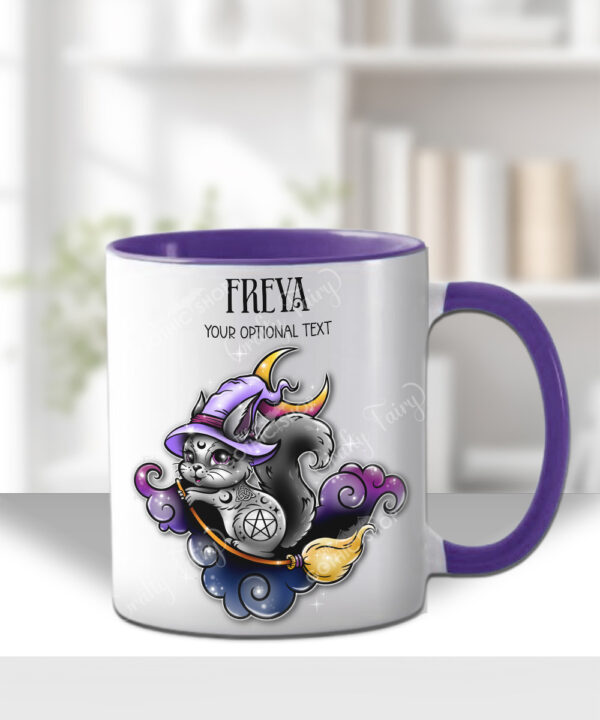 personalised cute witchy squirrel gothic mug