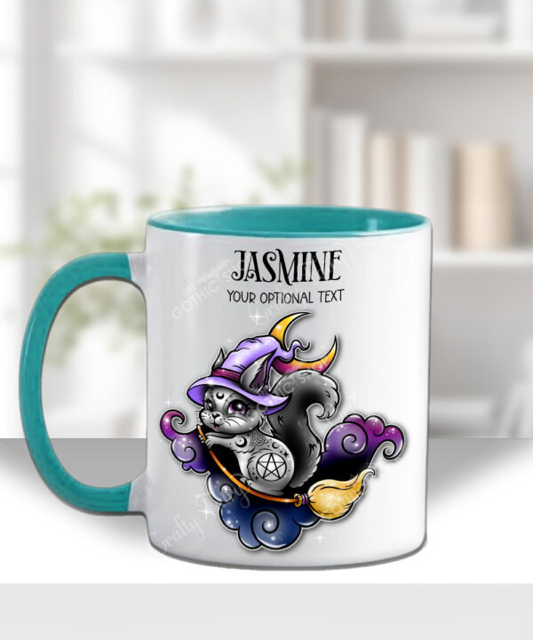 personalised cute witchy squirrel gothic mug
