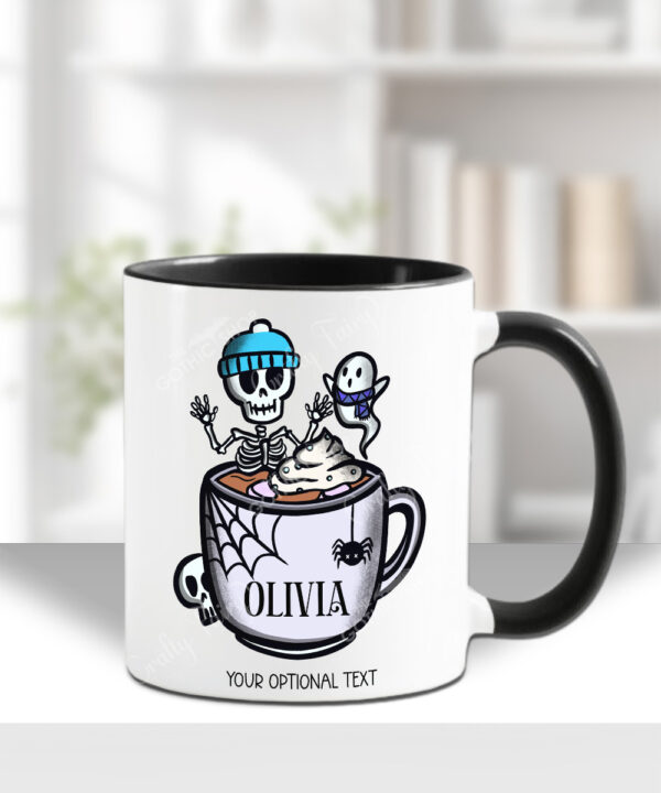 personalised skelly hot chocolate gothic mug