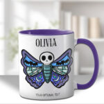 personalised gothic skull moth gothic mug