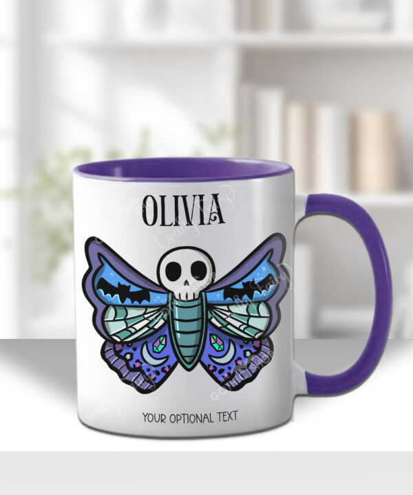 personalised gothic skull moth gothic mug