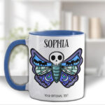 personalised gothic skull moth gothic mug