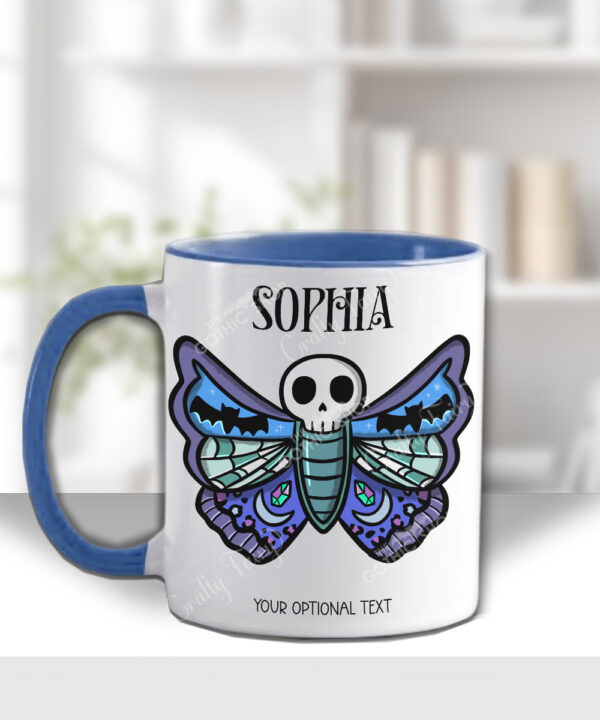 personalised gothic skull moth gothic mug