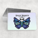 personalised gothic skull moth rectangular tin gift